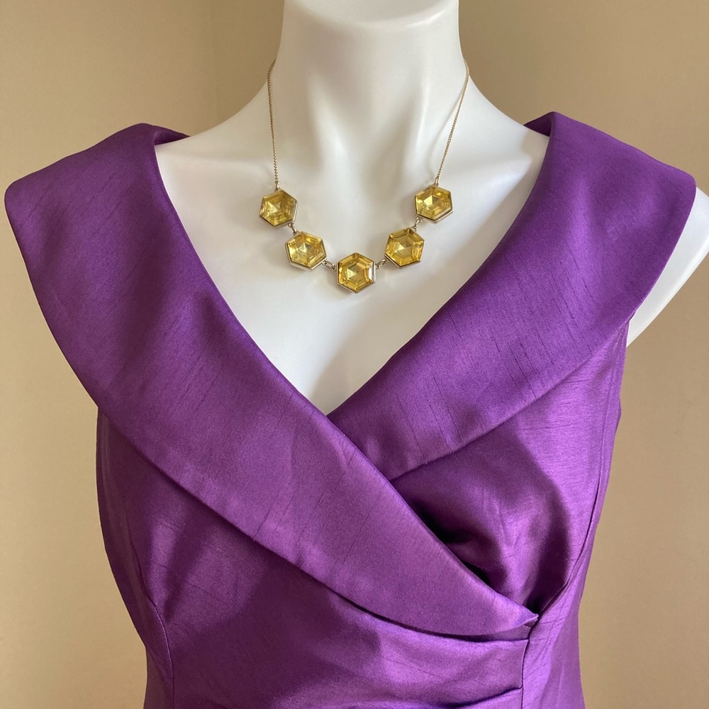 EVAN PICONE Purple Sleeveless Faux Wrap Cocktail Dress Sz. 8 - Picture 9 of 15